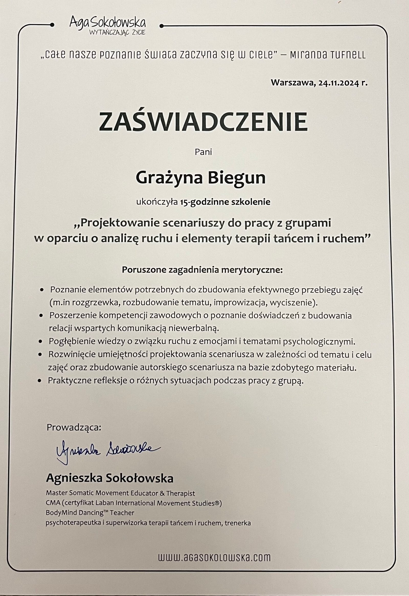 Praca z ciałem